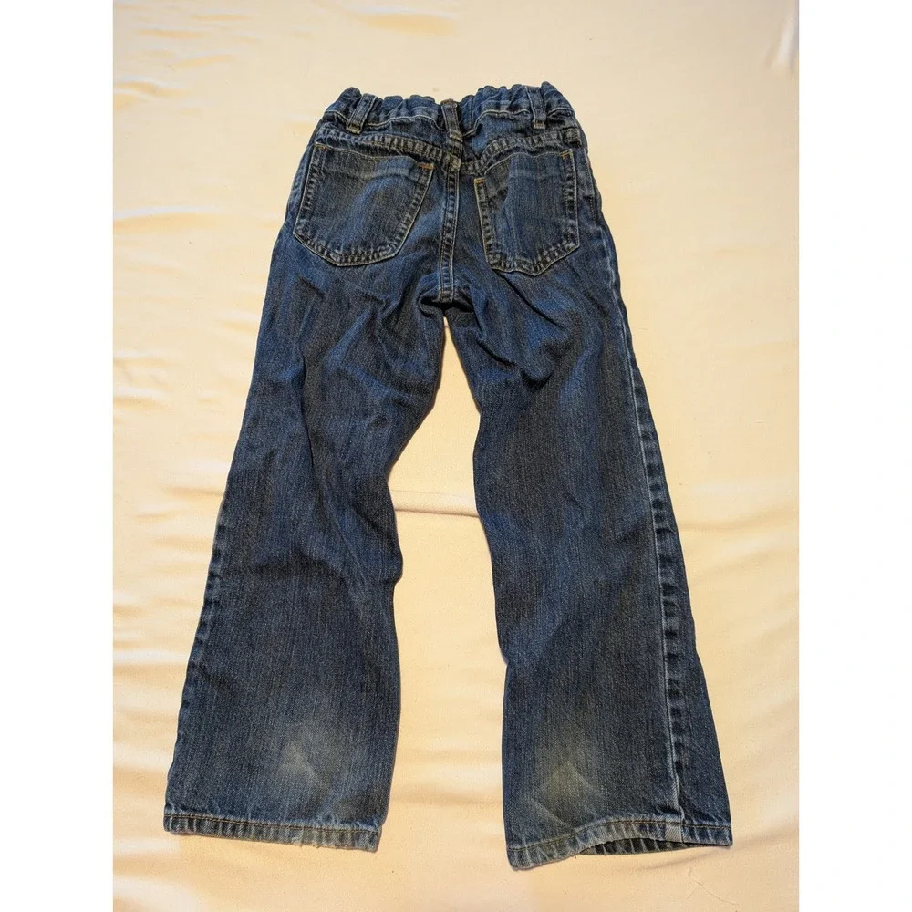 Old Navy Boys Straight Leg Jeans Medium Wash Adjustable Waist Denim Size 5T